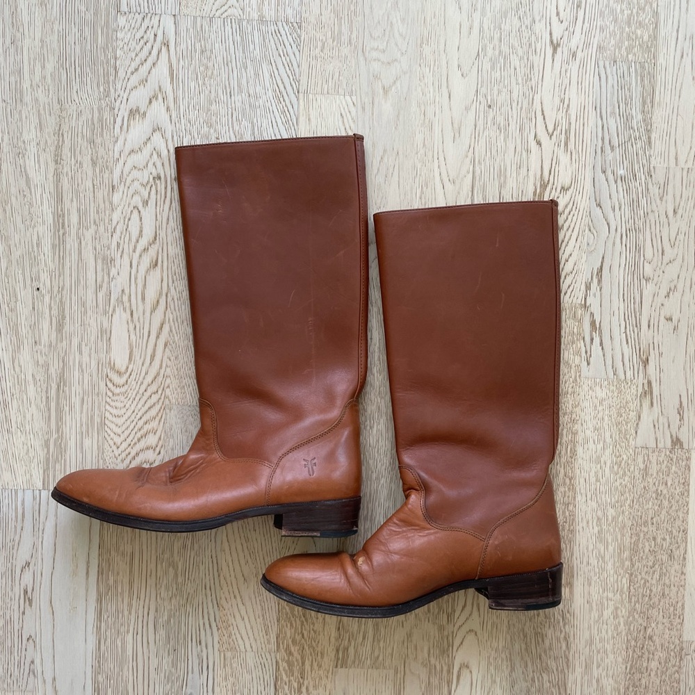 Frye Brown Campus leather knee high boots